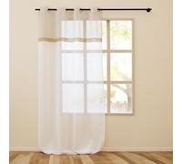 Douceur d'Intérieur – Voilage à œillets Louane (140x240cm) – Voile sablé, top tissé & jute Naturel