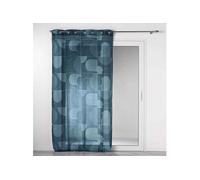 Douceur d'Intérieur – Rideau voilage à œillets Esquisse 140x280 cm Voile sablé imprimé Bleu