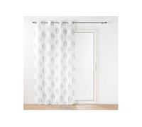 Douceur d'Intérieur Voilage à œillets Indila effet lin tissé imprimé 140 x 240 cm Blanc
