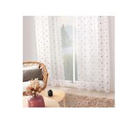 Rideau Voilage Avec Oillets "Smarties" 140x240cm Gris & Rose
