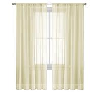 Rideau Voilage Bloquer Soleil Anti-UV, Doux et Esthétiques Transparent Rideaux Salon Décoration de Maison pour Fenêtre Porte Cuisine Chambre Enfant, Blanc（ 100 x 250 cm/39.37 x 98.43in）