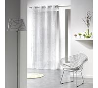 Douceur d'Intérieur – Voilage à œillets Bully – Voile imprimé argent – 140 x 240 cm – Blanc