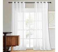 Rideau Voilage Fenetre 120 x 200 cm Transparen Lumineux Draperies Demi Transparent Intérieurs pour Salon, Chambre à Coucher et Cuisine, Blanc