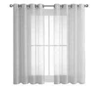 Rideau Voilage Fenetre 160 x 205 cm Oeillet Semi Transparent Rideaux Voilages Oeillet Élégants Rideaux Voilages Porte Fenetre Intérieurs Passe Tringle, Gris Clair