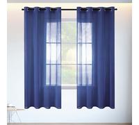 Rideau Voilage Fenetre 200 x 130 cm Transparent Lumineux Filtrer Semi Transparent Intérieurs Rideau Élégants Élégants Décoration de Maison Chambre Salon Fenêtre, Bleu Foncé