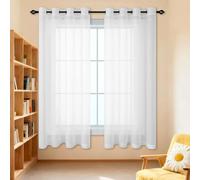 Rideau Voilage Fenetre 200 x 185 cm Transparent Lumineux Filtrer Rideau de Salon Bloquer Soleil Anti UV, Doux et Esthétiques pour Fenetre Chambre Maison Salon Interieurs, Blanc
