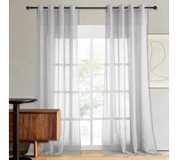Rideau Voilage Fenetre 200 x 230 cm Transparen Lumineux Draperies Demi Transparent Intérieurs pour Salon, Chambre à Coucher et Cuisine, Gris Clair