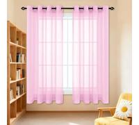 Rideau Voilage Fenetre 200 x 260 cm Transparent Lumineux Filtrer Rideau de Salon Bloquer Soleil Anti UV, Doux et Esthétiques pour Fenetre Chambre Maison Salon Interieurs, Rose