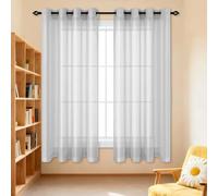 Rideau Voilage Fenetre 200 x 305 cm Transparent Lumineux Filtrer Rideau de Salon Bloquer Soleil Anti UV, Doux et Esthétiques pour Fenetre Chambre Maison Salon Interieurs, Gris Clair