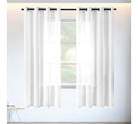Rideau Voilage Fenetre 240 x 200 cm Transparent Lumineux Filtrer Semi Transparent Intérieurs Rideau Élégants Élégants Décoration de Maison Chambre Salon Fenêtre, Blanc