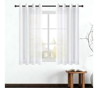 Rideau Voilage Fenetre 240 x 240 cm Semi Transparent Semi Transparent Décoration Intérieurs Beaux pour Fenêtre Porte Cuisine Chambre Enfant, Blanc