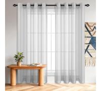 Rideau Voilage Fenetre 620 x 200 cm Transparent Lumineux Filtrer avec Oeillets Rideaux Salon Design Moderne pour Fenêtre Porte Cuisine Chambre Enfant, Gris Clair