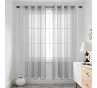 Rideau Voilage Oeillet 180 x 110 cm Oeillet Rideau de Fenêtre à Œillets Intérieurs Beaux Maison Chambre Salon Fenêtre, Gris Clair
