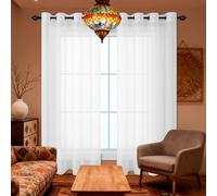 Rideau Voilage Oeillet 240 x 240 cm Filtrage de Lumière Rideaux Transparents Décoration Interieur pour Salon et Chambre, Terrasse, Blanc