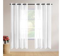 Rideau Voilage Oeillet 240 x 240 cm Transparent Intérieurs Voilage à Oeillet Rideau Intérieurs Maison Chambre Salon Fenêtre, Blanc