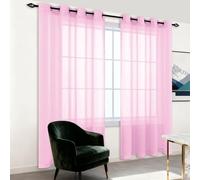 Rideau Voilage Oeillet 300 x 220 cm Semi Transparent Voilages Décorations Design Moderne pour de Salon Moderne Chambre Cuisine Balcon Baie Vitrée Léger Romantique, Rose