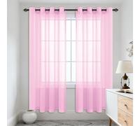 Rideau Voilage Oeillet 340 x 110 cm Oeillet Rideau de Fenêtre à Œillets Intérieurs Beaux Maison Chambre Salon Fenêtre, Rose