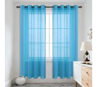 Rideau Voilage Oeillet 360 x 110 cm Oeillet Rideau de Fenêtre à Œillets Intérieurs Beaux Maison Chambre Salon Fenêtre, Bleu Ciel