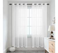 Rideau Voilage Oeillet 380 x 110 cm Oeillet Rideau de Fenêtre à Œillets Intérieurs Beaux Maison Chambre Salon Fenêtre, Blanc