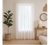 Rideau voilage poly-lin bas plombé Blanc 300x245 cm