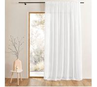 Rideau voilage poly-lin bas plombé Blanc 360x240 cm