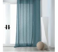 Rideau Voilage poly-lin galon fronceur Bleu 145x240 cm