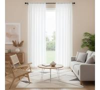 Rideau Voilage Semi Transparent 190 x 230 cm Doux et Aérés Couleur Pure Voilages Intérieurs Décoration Moderne Lavables pour Maison Salon Chambre, Blanc