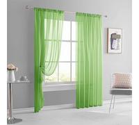 Rideau Voilage Semi Transparent 240 x 240 cm Doux et Aérés Couleur Pure Voilages Intérieurs Décoration de Maison Plusieurs Tailles pour Salon Chambre Cuisine Baie Vitrée, Vert