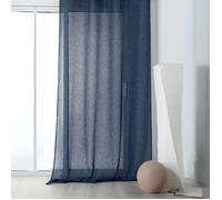 Rideau voilage tamisant en poly-lin Bleu Foncé 145x240 cm