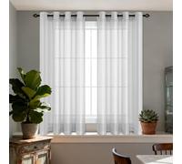 Rideau Voile 320 x 150 cm Transparent Lumineux Filtrer Rideau Voilage Salon Décoration Interieur pour Intérieure de Salon Chambre Cuisine Baie Vitrée, Gris Clair