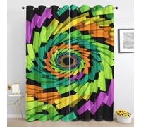 Rideau Vortex Multicolore - Rideaux Occultant Géométrique Abstrait - pour Salon Chambre - Rideau 2 Panneaux Thermique Isolant - 140L x 240H cm