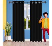 Rideaux 158 x 174 cm Isolant Anti Froid Chaleur, Satiné Isolation Thermique Fenêtre Rideaux Design Moderne à Oeillets, Plusieurs Tailles pour Porte Fenetre Salon Chambre, Noir