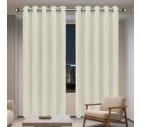 Rideaux 240 x 240 cm 100% Lumiere Bloquer Anti Chaleur, Anti-UV Rideau Salon, Rideau Phonique Design Moderne à Oeillets pour Chambre, Salon, Bureau, Beige