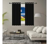 Rideaux 560 x 200 cm Tenture Opaque à Oeillets Isolation Lumiere Anti UV Draperies Rideaux Isolants Design Moderne à Oeillets pour Chambre Maison, Noir