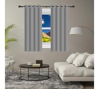 Rideaux 880 x 205 cm Tenture Opaque à Oeillets Isolation Lumiere Anti UV Draperies Rideaux Isolants Design Moderne à Oeillets pour Chambre Maison, Gris Clair