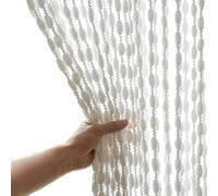 Rideaux à fils pour portes et placards, bande de séparation de pièce en perles pour chambre à coucher ou fenêtre, polyester, noir/blanc/marron/bleu/violet/abricot/gris (blanc)