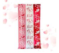 Rideaux à franges en aluminium pour Saint Valentin | Décoration réutilisable couleurs vives - Rideaux en forme de cœur en papier métallisé pour maison, intérieur, extérieur, fêtes, événements