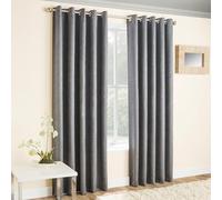 Rideaux à œillets élégants et occultants, avec doublure thermique, prêts à être posés, Gris argenté, Polyester, gris, 90" x 72"