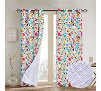 Rideaux à motif nuoman pour la musique, notes de musique mignonnes pour enfants avec aquarelle et radio Rhythm Vibes Design artistique, multicolore, salon et chambre à coucher Multicolore 54" W x 63" L Coloris 07