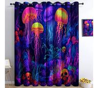 Rideaux à Oeillets Enseigne Au Néon Fantasy Alien Garden, Opaques Isolation Thermique et Anti-UV, à Oeillets insonorisés Rideaux pour Chambre, SalonCouleur, 140 x 245 cm, 2 Pièces