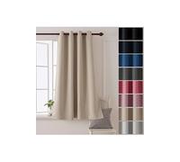 Rideaux à Oeillets Occultant Isolant Thermique Beige Clair Rideau Chambre Adultes Design Moderne pour Enfant en Salon 132x138 cm