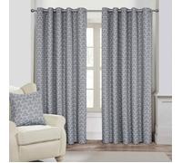 Rideaux à oeillets occultants Jacquard à motifs géométriques Gris - 117 x 137 cm