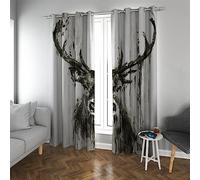 Rideaux Animaux Gris cerf Rideaux occultants rustiques pour la Vie de Bureau offrent Une intimité bloquant Le Soleil Rideaux de fenêtre Extra Longs 2 Panneaux H229xB117