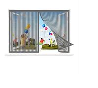 Rideaux anti-moustiques, 115 x 115 cm Rideau de Moustiquaire Aimant avec Bande, Kit d'installation Pour Fenêtre Portes Patio, Gris