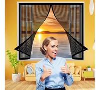 Rideaux Anti-Moustiques 166 x 200 cm, Auto-Adhésif en Maille Rideau Aimantée Anti Moustique, Laisse Passer L'Air Frais pour La Plupart Les Types de Fenêtres Ou Porte, Noir