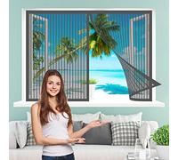 Rideaux anti-moustiques, 180 x 150 cm Auto-AdhéSif en Maille Rideau Aimantée Anti moustique, Fermeture Automatique et Détachables pour La Plupart des Fenêtres, Gris