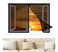 Rideaux anti-moustiques, 60 x 120 cm Rideau de Moustiquaire Aimant avec Bande, Sans Perçage pour Salon Cuisine Baie Vitree, Noir