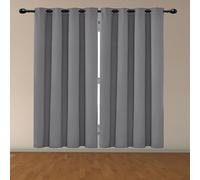 Rideaux Anti-UV 240 x 145 cm Anti Chaleur Tenture Opaque à Oeillets Draperies Intérieurs Modernes 100% Polyester,pour Salon, Gris Clair