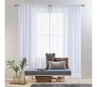 Rideaux Balcon Fenêtre Cuisine 90 x 210 cm 100% Polyester/Transparent Intérieurs Oeillets Rideaux Salon, Rideau Anti Moustique pour Mariage de Noël Chambre, Blanc
