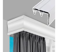 Rideaux blancs de longueur personnalisée avec système de tige en métal à double voie, rideaux de fenêtre élégants pour décoration d'intérieur, installation facile, traitements de fenêtre élégants et